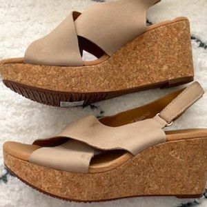 Clarks Beige Wedge Sandals Size 8